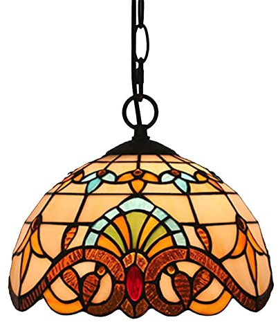 LYGXWJFC Lampada a Sospensione in Stile Barocco Lampada a Sospensione Vintage in Vetro colorato con Catena in Ferro battuto Lampade a Sospensione a soffitto per Soggiorno corridoio, 10 Pollici