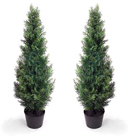 Best Artificial Coppia di alberi di cedro di conifere, pino, cipresso, 90 cm
