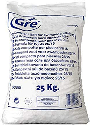 Gre 90365 - Sale Compatto per Cloratori Salini per Piscina - Gre 25 kg, Alta Purezza per Acqua Cristallina.