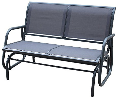 CHARLES BENTLEY Steel 2 Seater Rocking Bench Glider Grey