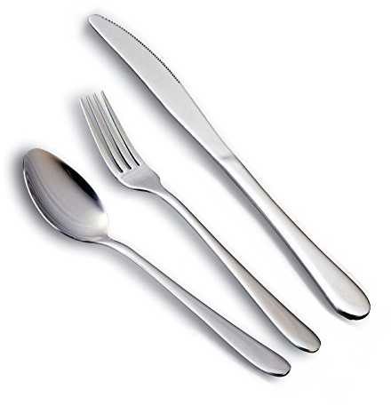 HornTide 12 pièces Couverts Couverts Sets Dîner Couteau Fourchette Cuillère 3-Piece Place Setting de service pour 4 personnes en acier inoxydable poli miroir