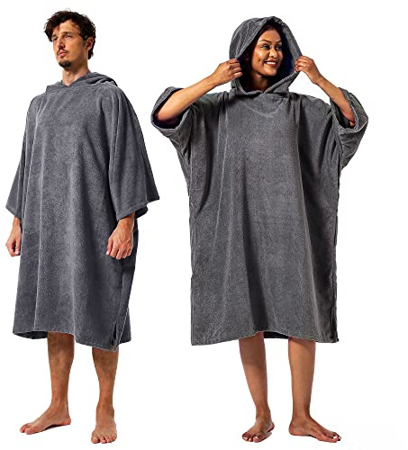 Winthome Changing Bath Robe, Surf Poncho Towel with hooded (M, Grey)