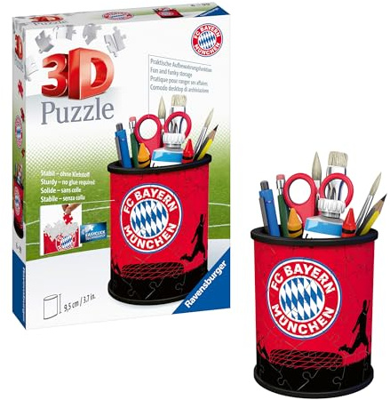 Puzzle 3D Ravensburger 11215 - Utensilo FC Bayern - porte-stylo pour les fans du FC Bayern Munich âgés de 6 ans et plus, organiseur de bureau pour adultes et enfants