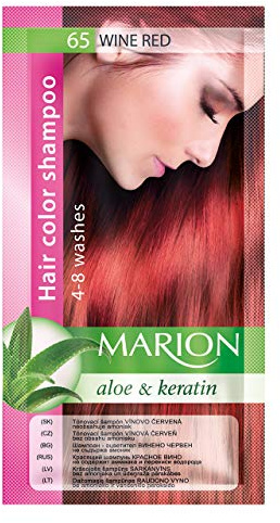 Marion Hårfärg schampo i påse, halvhållbar färg, hållbarhet 4 till 8 underkläder, med aloe och keratin