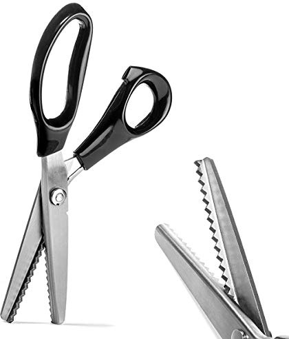 Pinking Cesoie, Forbici Da Sarto In Acciaio INOX, Seghettata e Lame Smerlato, Professionale Per Cucire Craft Taglio, Upholstery Tailor zig-zag Tool, Tessuto Decorativo Edge, Serrated 3mm