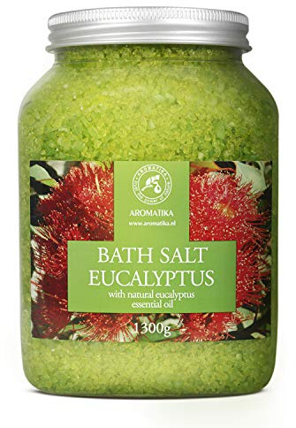Sale Marino di Eucalipto Con Olio Essenziale Naturale 1300g - Sali da Bagno - Per Dormire Bene, Rilassarsi, Bellezza, Balneazione e Cura del Corpo