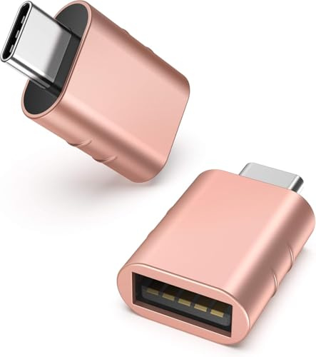 Syntech USB C to USB Adapter(2 Pack), USB-C Male to USB 3.0 Female Adapter Compatible with iPhone 15 Pro Max MacBook Pro Air after 2016, Dell XPS, More Type C or Thunderbolt 5/4 Devices, Rose Gold