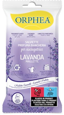Orphea, Lingettes pour séchoir à parfum longue lessive, au parfum de lavande Maillette, 20 lingettes