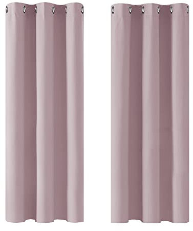 Deconovo Window Treatments Thermal Insulated Eyelet Curtains Blackout Curtains for Bedroom Baby Pink 42 x 54 Inch 2 Panels