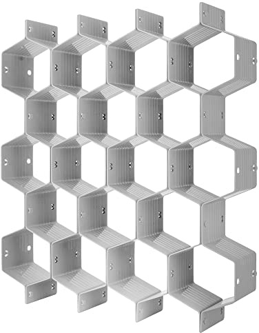poeland Drawer Divider Organizer 8pcs DIY Plastic Grid Honeycomb Drawer Divider Grey