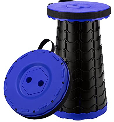 EGGREE Sgabello Pieghevole Portatile, Regolabile Sedia Campeggio, Sgabello Telescopico in Plastica per Pesca, Campeggio, Escursionismo, Giardinaggio - Blu