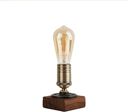 OuXean Vintage Tischlampe, Industrielles Holz-Nachtlicht, Steampunk-Schreibtischlampe, E27-Lampe für Schlafzimmer Wohnzimmer Zuhause Kunstausstellung Café Bar Studio, antikes Dekor, keine Glühbirne