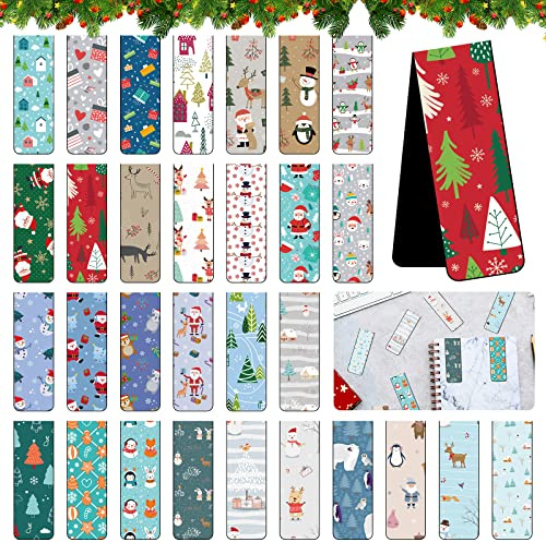 30 Stück Weihnachten Magnetische Lesezeichen, Bunt Niedlichen Lesezeichenset für Studenten, Schule, Hause, Lesen, Büro (A)