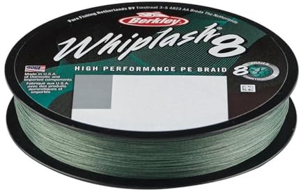 Berkley Whiplash8 Angelschnur, Superline, Raubfischangeln, Hecht, Barsch, Zander, Forelle, Unisex, Moosgrün, 0,06 mm, 10,7 kg, 10,4 kg, 165 m