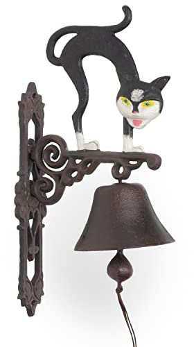 Moritz Deko Glocke Katze Buckel 62 x 14 x 22 cm I Wandglocke I Glocke Haustür I zum Aufhängen I Türglocke Gusseisen I Gartenglocke I Retro I Antik I Shabby