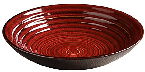 BOSUGE Plato Hondo de cerámica. Cuenco apilable para Pasta, ensaladera para Servir en la Cocina, Apto para microondas y Horno.-rojo-35 oz / 1000ml
