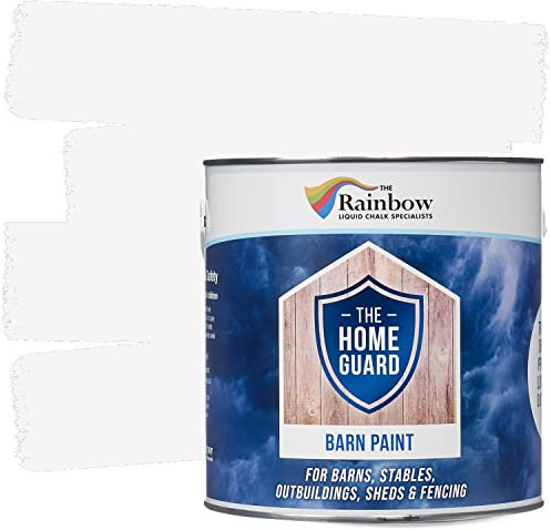 Home Guard BARN Paint Exterior Wooden Buildings Barns Sheds Fences Protection Water Based Hard Wearing Matt Finish (5 Litre, Barn White)