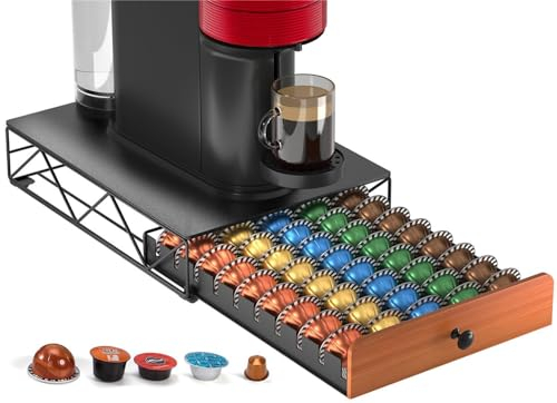 Portacapsule in metallo per 50 capsule Nespresso Vertuo e 50 cialde Dolce Gusto, HFHOME Nespresso Vertuoline, cassetto organizer per macchina da caffè