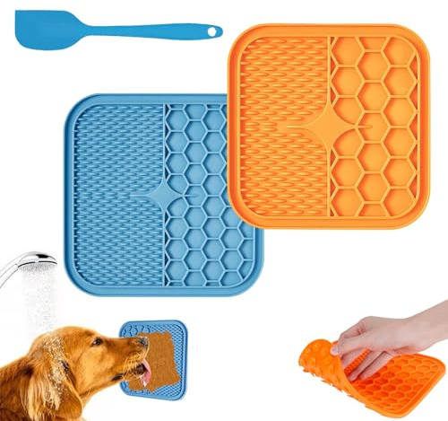 Waldspring Leckmatte Hund 2 Stück, Silikon Schleckmatte Hund Mit Schaber, Leckmatte, Schleckmatte Für Große, Mittlere Und Kleine Hunde