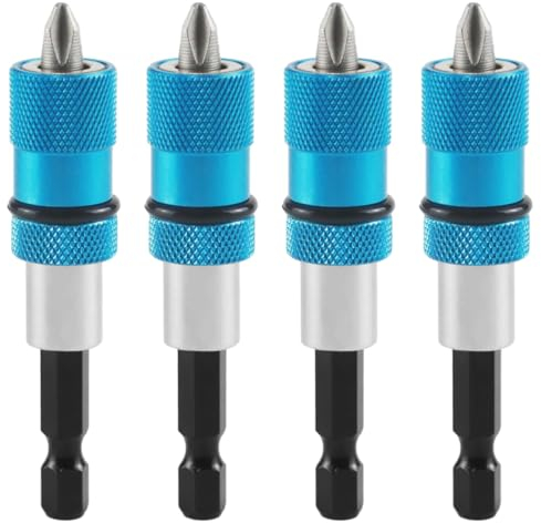 4 Stück Trockenbau Bithalter, Magnetisch Schnellwechsel Bithalter, Magnet Bithalter, 1/4-Zoll Sechskantschaft Schraubvorsatz Trockenbau, für Akku-Schrauber und Hand-Bohrmaschinen