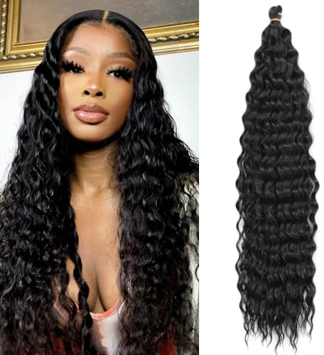 26 Tum 3-Pack Deep Twist Crochet Hair Ocean Wave Curly Bohemian Crochet Braids Deep Wave Hair Bundles Syntetiska Hårförlängningar för Kvinnor Flickor