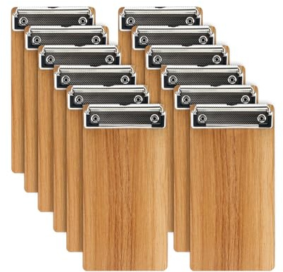 A6 Portablocco di Legno,12 Pezzi Portablocchi Clipboard Lavagna da Scrittura con Clip