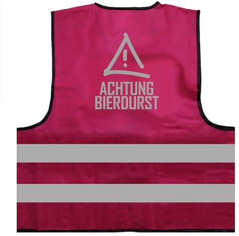 Achtung Bierdurst Warnweste BZW. Signalweste mit reflektierendem Aufdruck - Größe S/M, Magenta