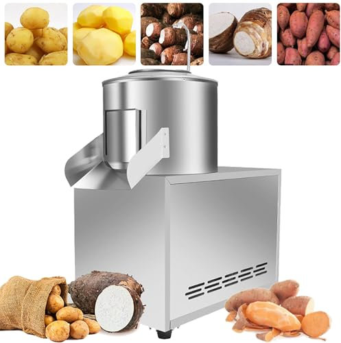 Commercial Potato Peeler Machine, Stainless Steel Electric Peeler, 1100W 240KG / H Automatic Washer for Potatoes/Sweet Potatoes/Taro/Gingers, Quick Peeling in 2 Minutes, Energy Saving