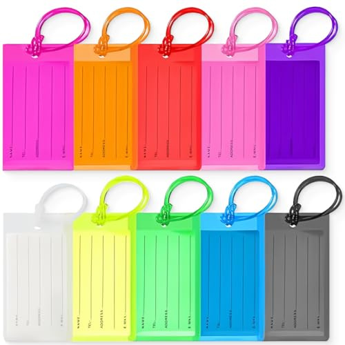 FMYODWU 10-piece Airline Luggage Tags, etiquetas de equipaje Airline Luggage Name Tags para fácil identificación de equipaje, ideal para maletas, trolleys, bolsas de viaje