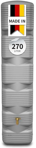4rain Quadro Regentonne 270 Liter betongrau - Wandtank, Wassertank, Regenfass, Regenwassertonne, Wasserbehälter, Fass, Regenwassertank, Wasserfass, Wassertonne, Wassertonnen für Garten