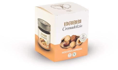 Cremadelizia Nocciola Suprema Babbi, Crema Spalmabile con 45% di Nocciola Piemonte IGP, Vegan e Senza Glutine, 260g di Gusto Autentico da Spalmare o Gustare al Cucchiaio