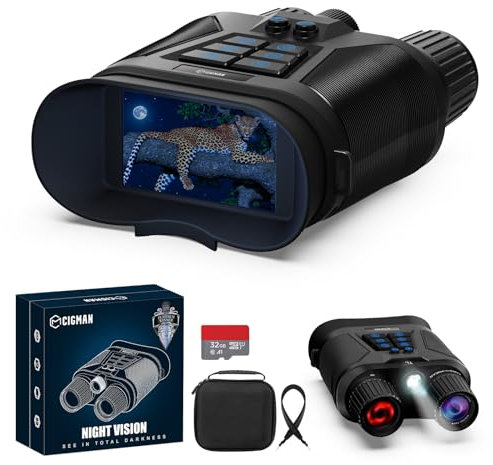 CIGMAN Night Vision Goggles 400M Working Distance, 3“ HD Display Infrared Night Vision, 5000mAh Rechargeable Thermal Telescope, f/1.4 HD Camera, 8x Digital Zoom, Suitable for Hunting, Camping, Observe
