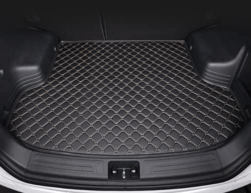 Auto Kofferraummatten für Jeep Compass II 2017-2023 2024 2025, Leder rutschfest Kofferraumwanne Wasserdicht Kofferraum Schutzmatte Kratzfest Zubehör,Black+beige