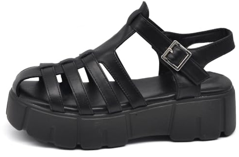IF Scarpe Sandali Ragnetto da Donna con Platform In Pelle Sintetica MP9009 Nero N.37