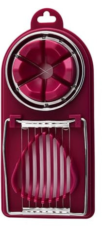 Cortador de huevos, cortador de plátano de jamón de huevo preservado de acero inoxidable, estilos duales, separados y cuñas, artículos de cocina para el hogar (rojo)