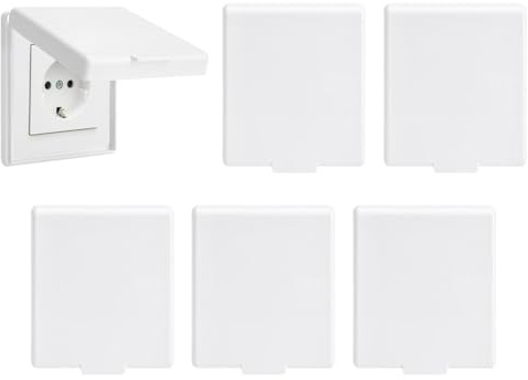 Abiyou Cache Interrupteur Mural, 6 Pièces Type 86 Cache Prise Etanche Electrique Murale, Caches D'interrupteu, Ultra-Mince Sans Perçage Cache Prise Electrique, pour Salle de Bain, Cuisine (Blanc)