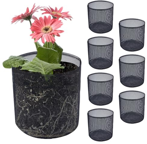 WEBEEDY 8 Pcs Aquatic Pond Planting Bags 19.5cm H x 17.7cm Pond Plant Baskets Reusable Breathable Mesh Plants Growing Container for Water Garden Lily Lotus Bog Plant, Round
