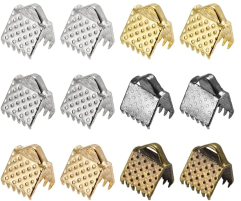 TA-VIGOR 300 st bandändklämmor 6 mm rostfritt stål sladdändar vikbara över krymplock smycken fynd för gör-det-själv armband halsbandstillverkning, 6 olika färger