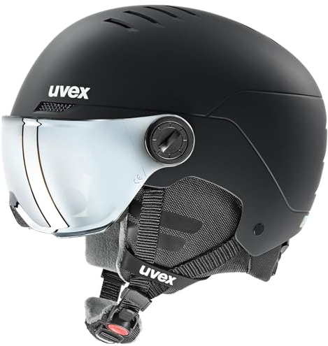 uvex Rocket jr Visor – Casco da sci per ragazzi e ragazze – Regolazione individuale – Ventilazione ottimizzata – Black Silver Matt – 54 – 58 cm