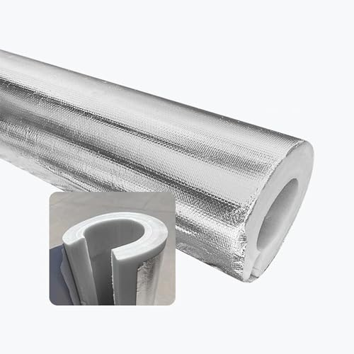 Self-Adhesive pre-Cut Foam Tube Sleeves, high-Temperature Pipe Insulation for Industrial Buildings, Aluminum foil Lining Boiler Insulation and Heat Preservation(114mm*30mm*1m)