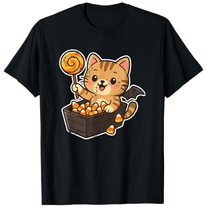 Gatto con Lecca-Lecca e Candy Corn Maglietta