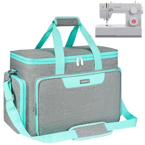 LEFOR·Z Nähmaschinentasche,Nähmaschine Tasche mit Taschen für Nähmaschinen und Nähzubehör,Nähtasche passend für die meisten Singer,Brother,Janome in Standardgröße,Nähbox groß,Grau Grün