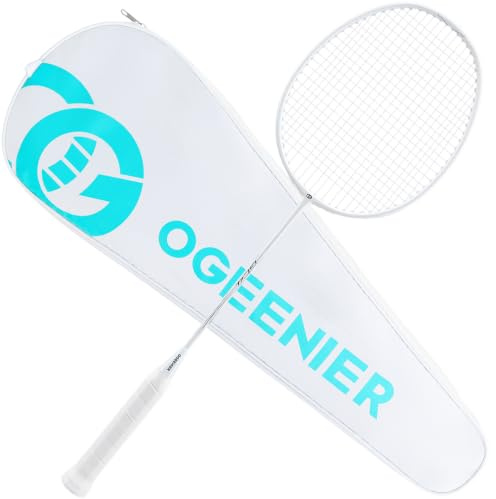 OGEENIER 3U Badminton Racket with Bag&Grip | Grip Size 3 1/4, Pre-Strung, Lightweight Aluminum Frame, Carbon-Fiber Shaft, Bigger Sweet Spot, Beginner Set for Adult