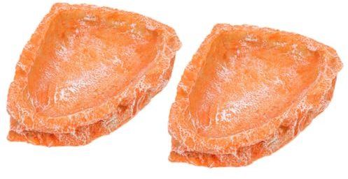 Toyvian Cuencos para Reptiles 2 Piezas, Comederos de Resina Rojo para Tortugas y Lagartos, Platos de Alimentación Resistentes para Terrarios, Comedero para Tortugas y Serpientes,