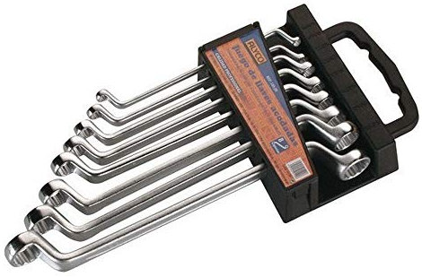 Alyco 191190 - Juego 8 llaves de estrella acodadas Cr-V satinado mate UNE 16522 DIN 838 en soporte plastico