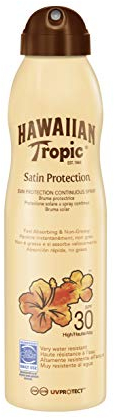 HAWAIIAN Tropic Satin Protection Continous Spray Spf 30 - Bruma Solar Protectora de Absorción Rápida, Protección Solar no Grasa, Crema, 220 Mililitros