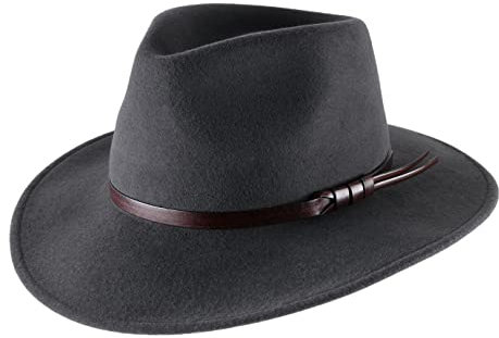 Classic Italy - Fedora Hut Packable wasserabweisend ausladende Krempe Classic Wide Fedora - Size 61 cm - Anthracite