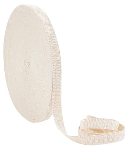 NBEADS 50 m/Rolle 1.5cm breite Fischgräten-Baumwoll-Webbings, Baumwolle Twill Tape Bänder Flache Baumwolle Fischgrätenschnüre Für Das Stricken Nähen DIY Handwerk, Weißer Rauch