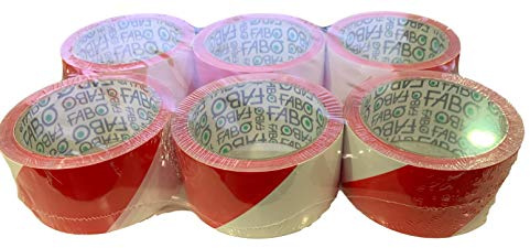 6 x Ruban Adhésif de Signalisation rouge et blanc Rubalise, Ruban de Signalisation Autocollant de 50 mètres x 5 cm Ruban de Marquage au sol ruban de sécurité rouleau adhésif colle forte