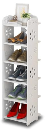 Dripex Schuhregal schmal, 6 Ebenen Verstellbarer Standregal, Schuhablage Schuhständer platzsparend für Flur Schlafzimmer Küche, weiß